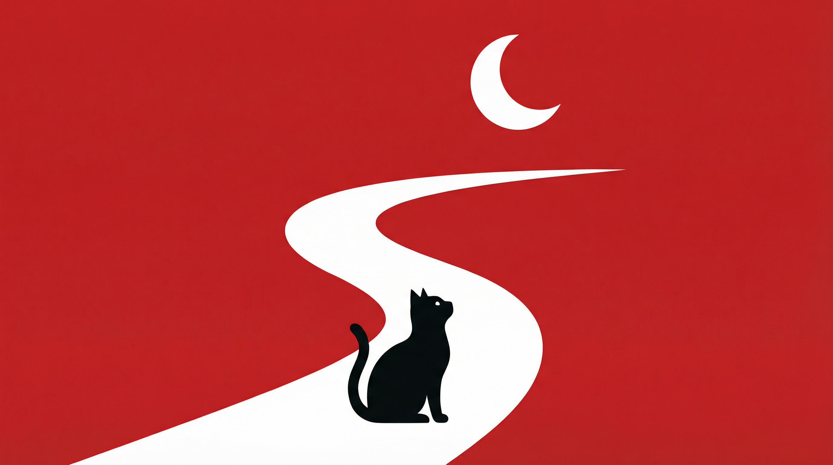 Black cat on winding path